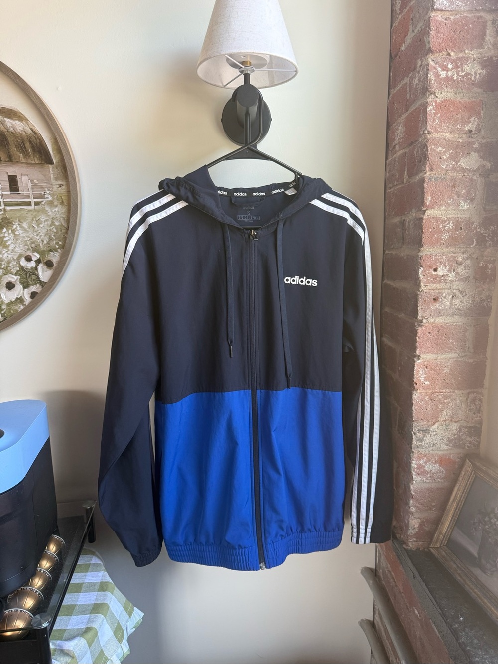 adidas women’s Navy and Royal Blue Colorblock Hooded Track Jacket